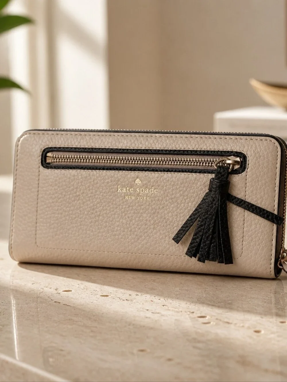 Kate Spade Leather Tassel Zip Wallet